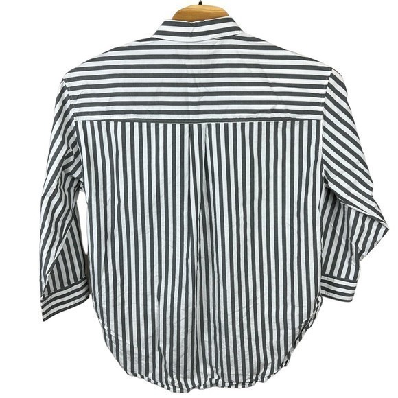 Sanctuary Womens Gray White Strip Long Sleeve Flap Pocket Button Front Shirt XXL - Picture 2 of 4